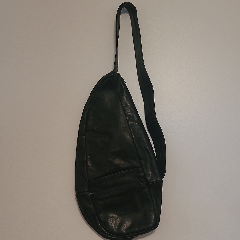 Black Leather Hobo Shoulder Bag
